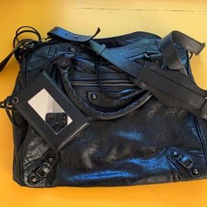 Balenciaga black leather  velo bag